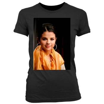 Selena Gomez Women's Junior Cut Crewneck T-Shirt