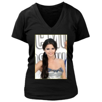 Selena Gomez Women's Deep V-Neck TShirt