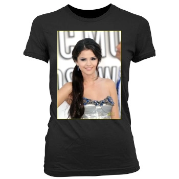 Selena Gomez Women's Junior Cut Crewneck T-Shirt