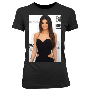 Selena Gomez Women's Junior Cut Crewneck T-Shirt