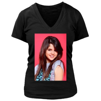 Selena Gomez Women's Deep V-Neck TShirt