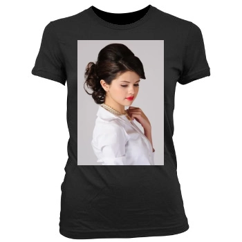 Selena Gomez Women's Junior Cut Crewneck T-Shirt