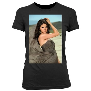 Selena Gomez Women's Junior Cut Crewneck T-Shirt