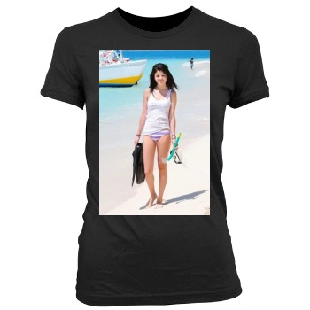 Selena Gomez Women's Junior Cut Crewneck T-Shirt