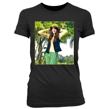 Selena Gomez Women's Junior Cut Crewneck T-Shirt