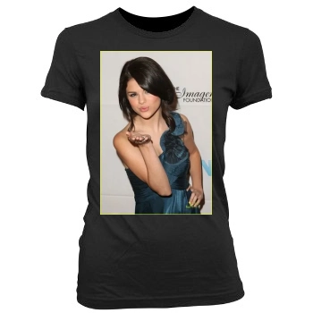 Selena Gomez Women's Junior Cut Crewneck T-Shirt