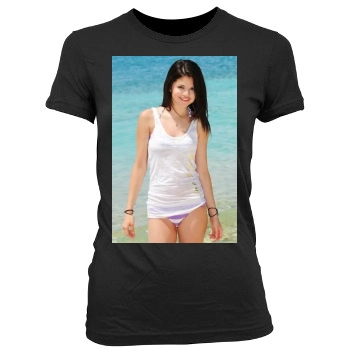 Selena Gomez Women's Junior Cut Crewneck T-Shirt