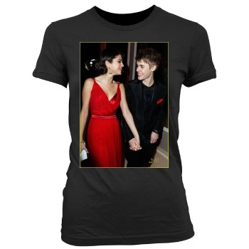 Selena Gomez Women's Junior Cut Crewneck T-Shirt