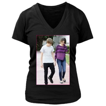 Selena Gomez Women's Deep V-Neck TShirt