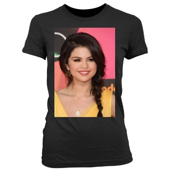 Selena Gomez Women's Junior Cut Crewneck T-Shirt