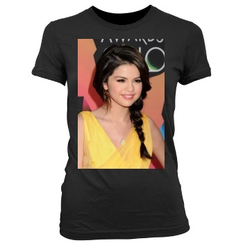 Selena Gomez Women's Junior Cut Crewneck T-Shirt