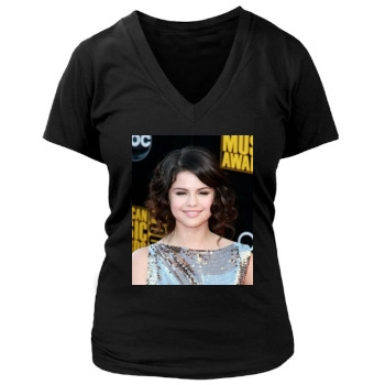 Selena Gomez Women's Deep V-Neck TShirt