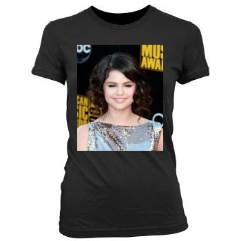 Selena Gomez Women's Junior Cut Crewneck T-Shirt