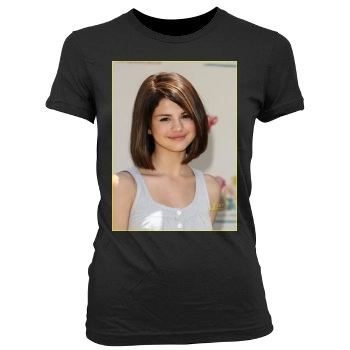 Selena Gomez Women's Junior Cut Crewneck T-Shirt