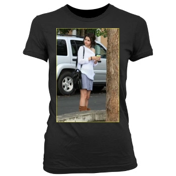 Selena Gomez Women's Junior Cut Crewneck T-Shirt