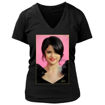 Selena Gomez Women's Deep V-Neck TShirt