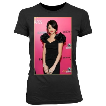 Selena Gomez Women's Junior Cut Crewneck T-Shirt