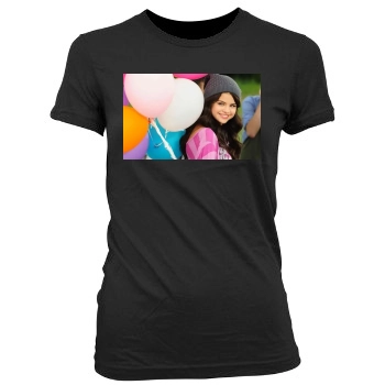 Selena Gomez Women's Junior Cut Crewneck T-Shirt