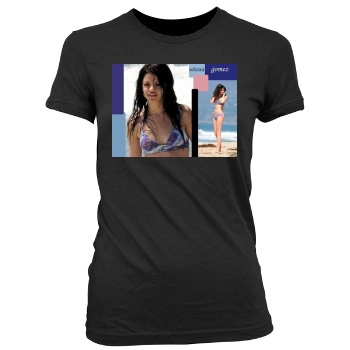 Selena Gomez Women's Junior Cut Crewneck T-Shirt