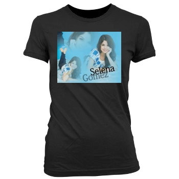 Selena Gomez Women's Junior Cut Crewneck T-Shirt