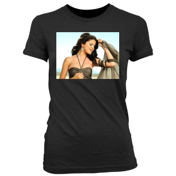 Selena Gomez Women's Junior Cut Crewneck T-Shirt