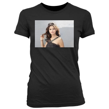 Selena Gomez Women's Junior Cut Crewneck T-Shirt