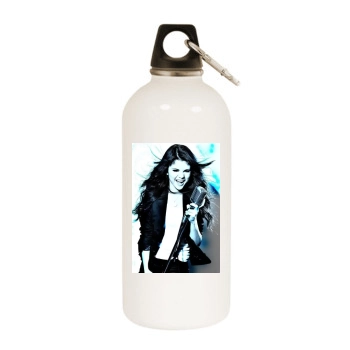 Selena Gomez White Water Bottle With Carabiner