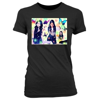 Selena Gomez Women's Junior Cut Crewneck T-Shirt