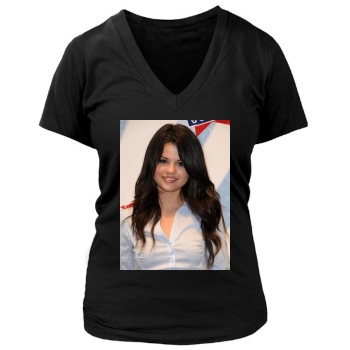 Selena Gomez Women's Deep V-Neck TShirt