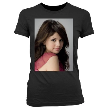 Selena Gomez Women's Junior Cut Crewneck T-Shirt