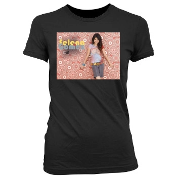 Selena Gomez Women's Junior Cut Crewneck T-Shirt