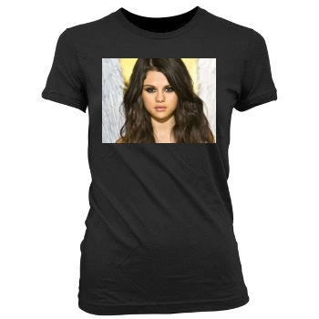 Selena Gomez Women's Junior Cut Crewneck T-Shirt