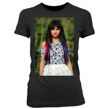 Selena Gomez Women's Junior Cut Crewneck T-Shirt