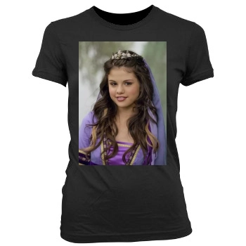 Selena Gomez Women's Junior Cut Crewneck T-Shirt