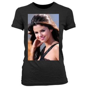 Selena Gomez Women's Junior Cut Crewneck T-Shirt