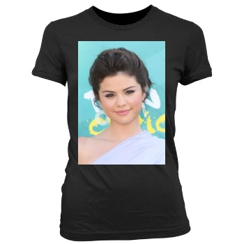 Selena Gomez Women's Junior Cut Crewneck T-Shirt