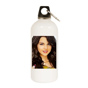 Selena Gomez White Water Bottle With Carabiner