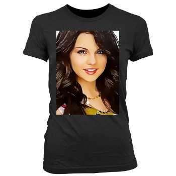 Selena Gomez Women's Junior Cut Crewneck T-Shirt