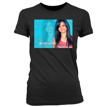 Selena Gomez Women's Junior Cut Crewneck T-Shirt