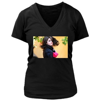 Selena Gomez Women's Deep V-Neck TShirt