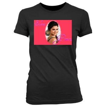 Selena Gomez Women's Junior Cut Crewneck T-Shirt