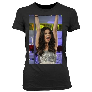 Selena Gomez Women's Junior Cut Crewneck T-Shirt