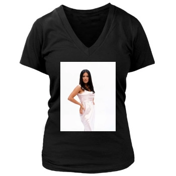 Salma Hayek Women's Deep V-Neck TShirt