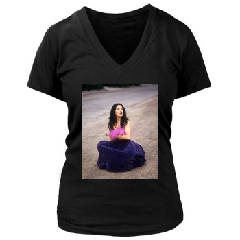 Salma Hayek Women's Deep V-Neck TShirt