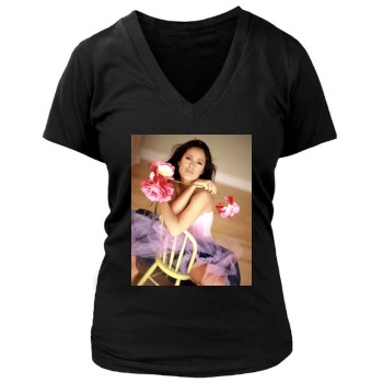 Salma Hayek Women's Deep V-Neck TShirt