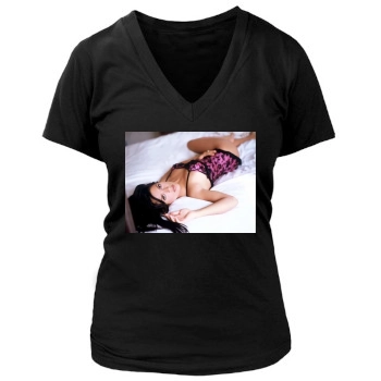 Salma Hayek Women's Deep V-Neck TShirt