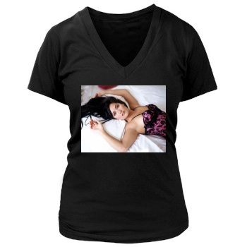 Salma Hayek Women's Deep V-Neck TShirt