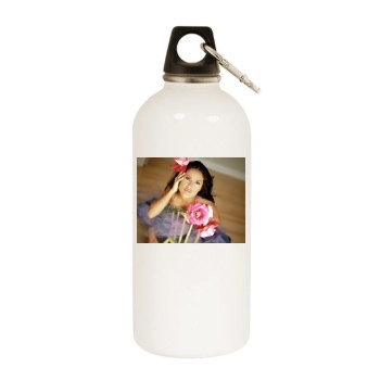 Salma Hayek White Water Bottle With Carabiner