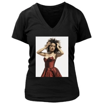 Salma Hayek Women's Deep V-Neck TShirt