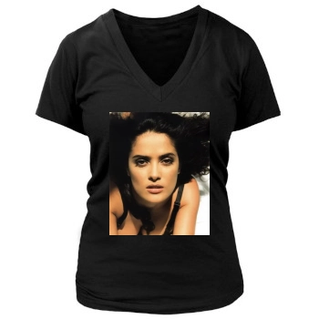 Salma Hayek Women's Deep V-Neck TShirt